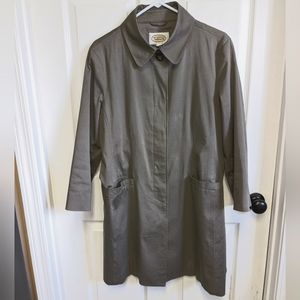 Talbots trench coat hidden buttons Size Large 97% Cotton Fully lined Brown